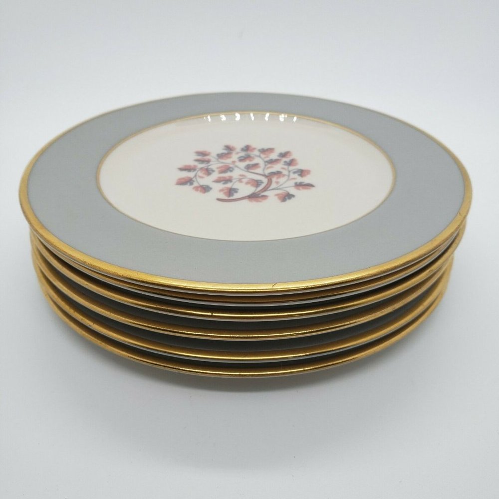 6X Flintridge Twilight Gray Gold Trim Bread Plate